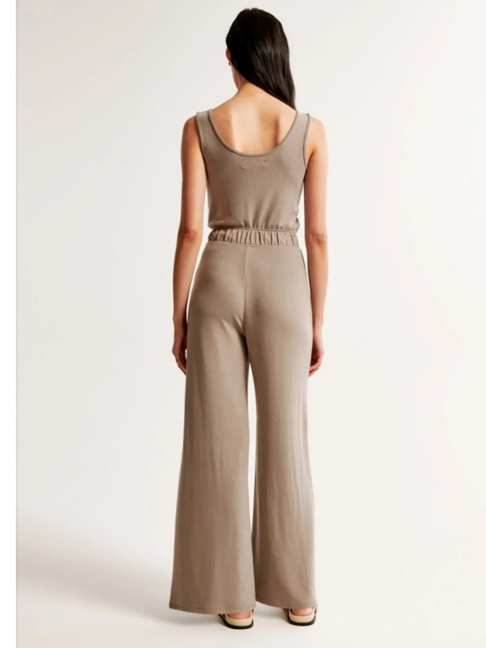 ABERCROMBIE Lounge Scoopneck Jumpsuit - Taupe